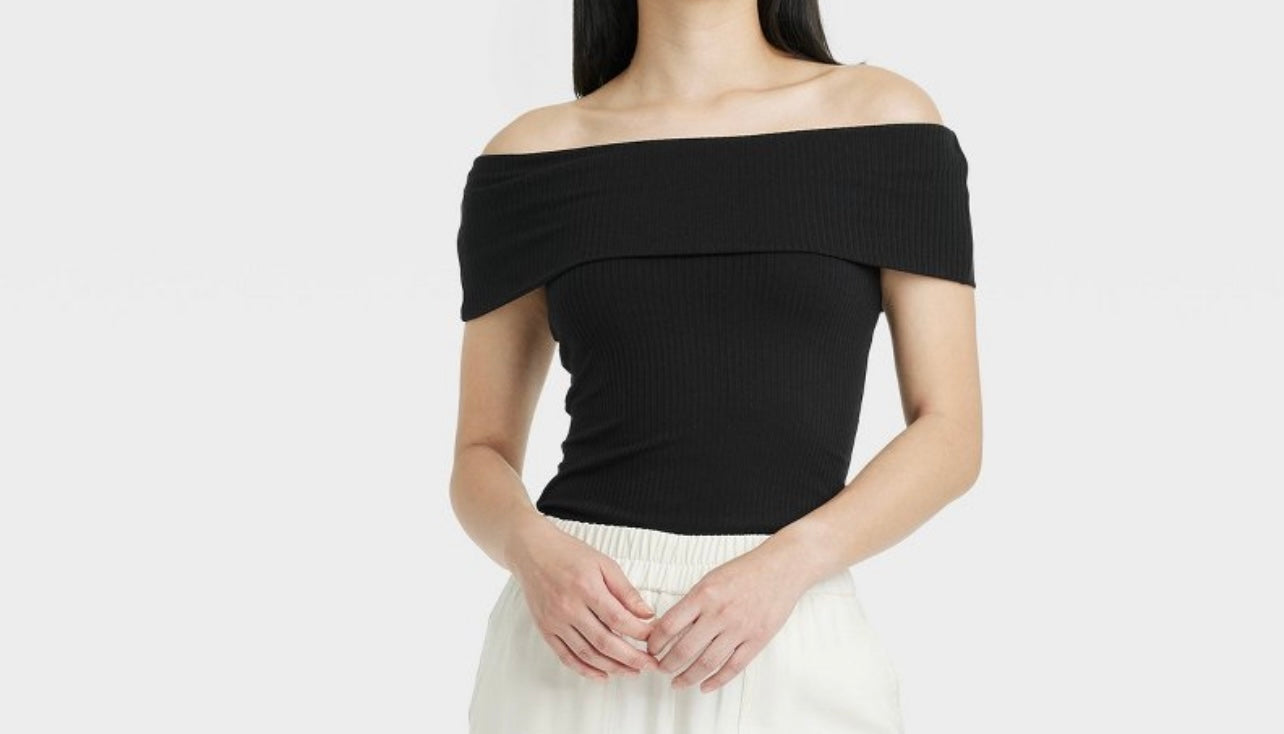 Women’s Slim Fit Short Sleeve Off the Shoulder Top - A New Day™