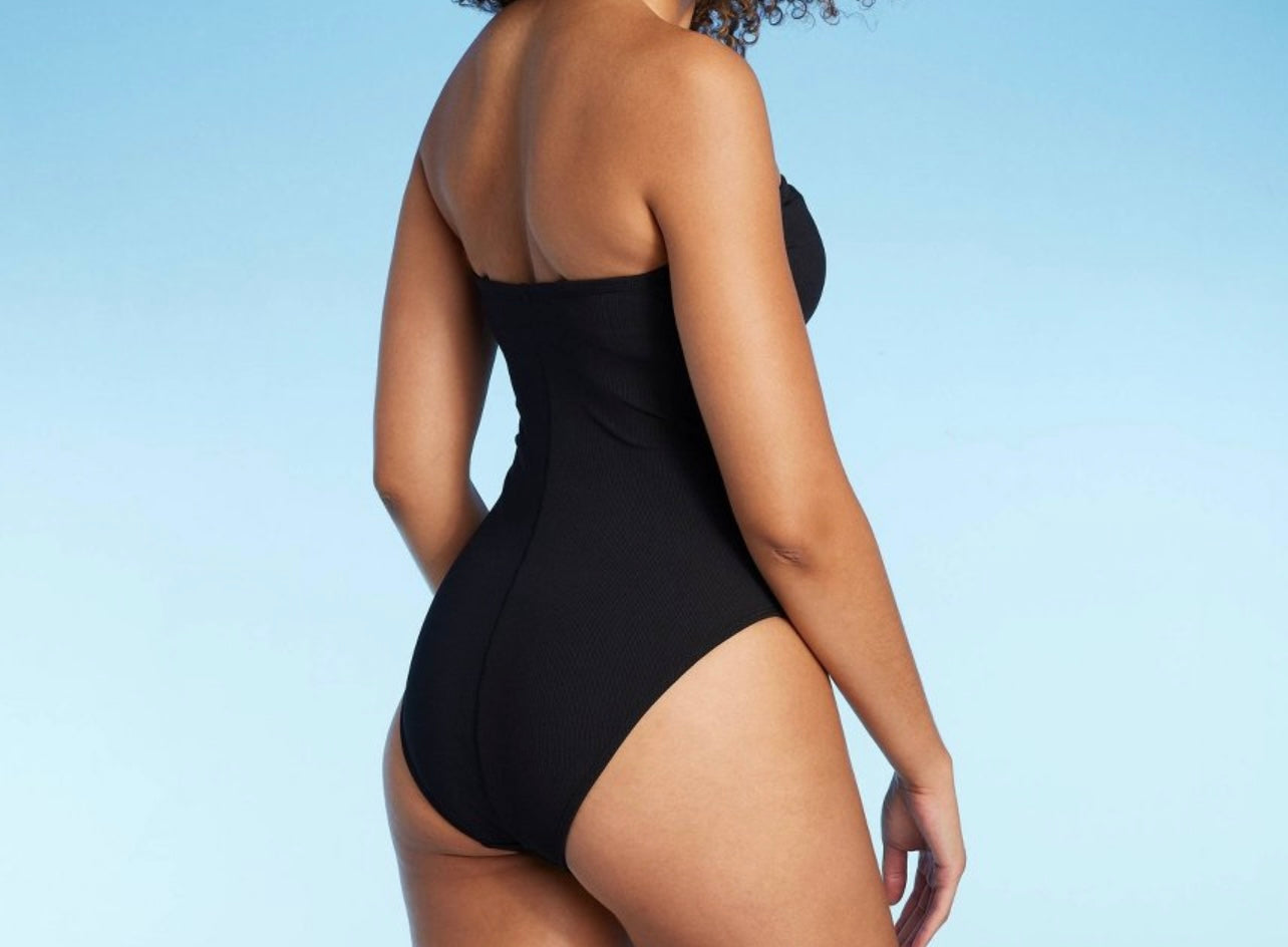 Women'sShirred Ribbed Bandeau Cheeky
One Piece Swimsuit - Shade & Shore™ Adjustable Straps, Removable Cups