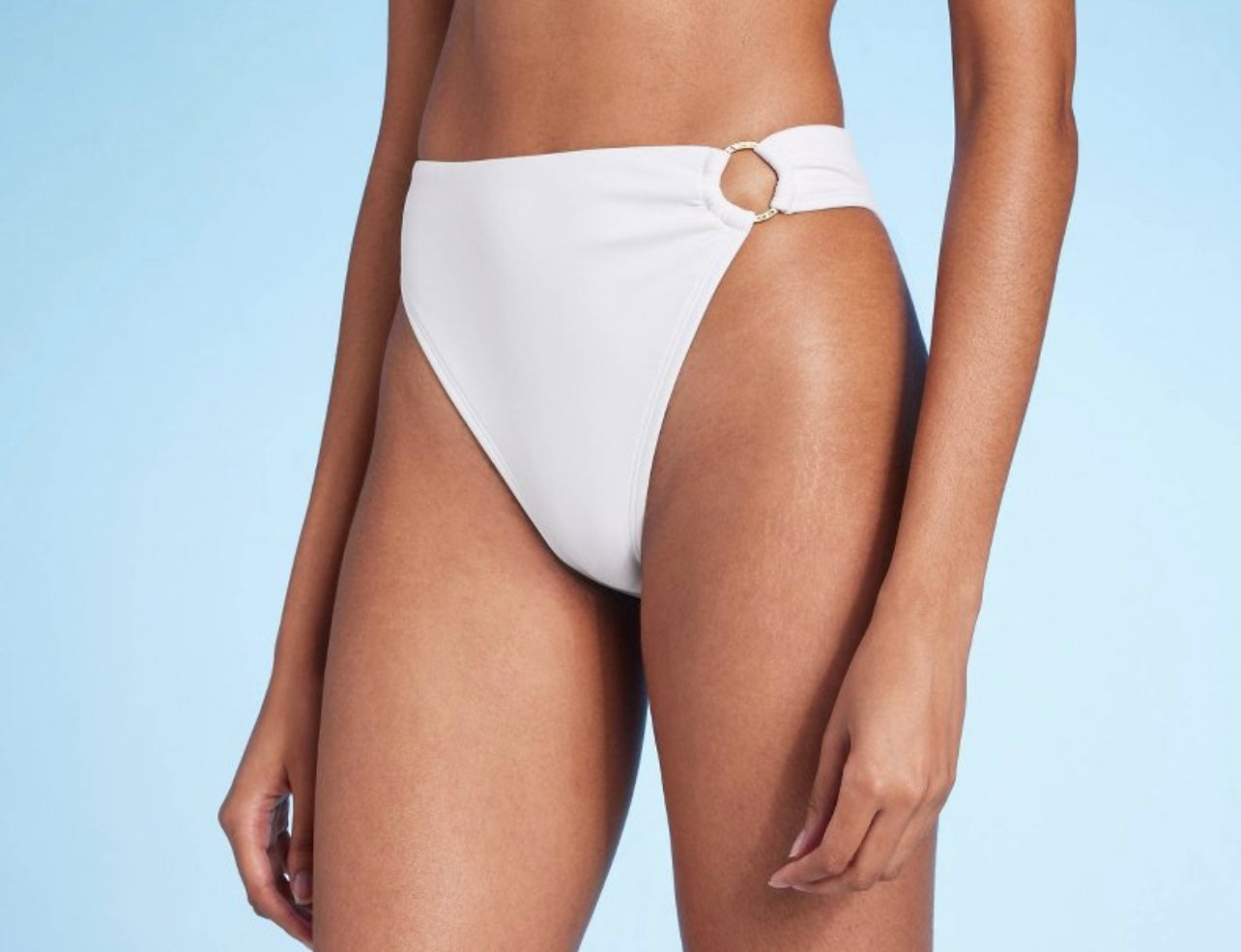 Women'sRing Detail Medium Coverage High Waist Extra High Leg Bikini Bottom - Shade & Shore™ -Chic Metal Rings, Opaque Tricot