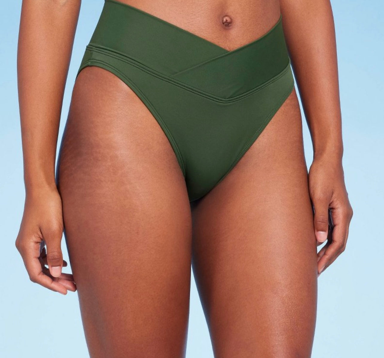 Women's V-Front Mid-Rise High Leg Cheeky Bikini Bottom - Shade & Shore™