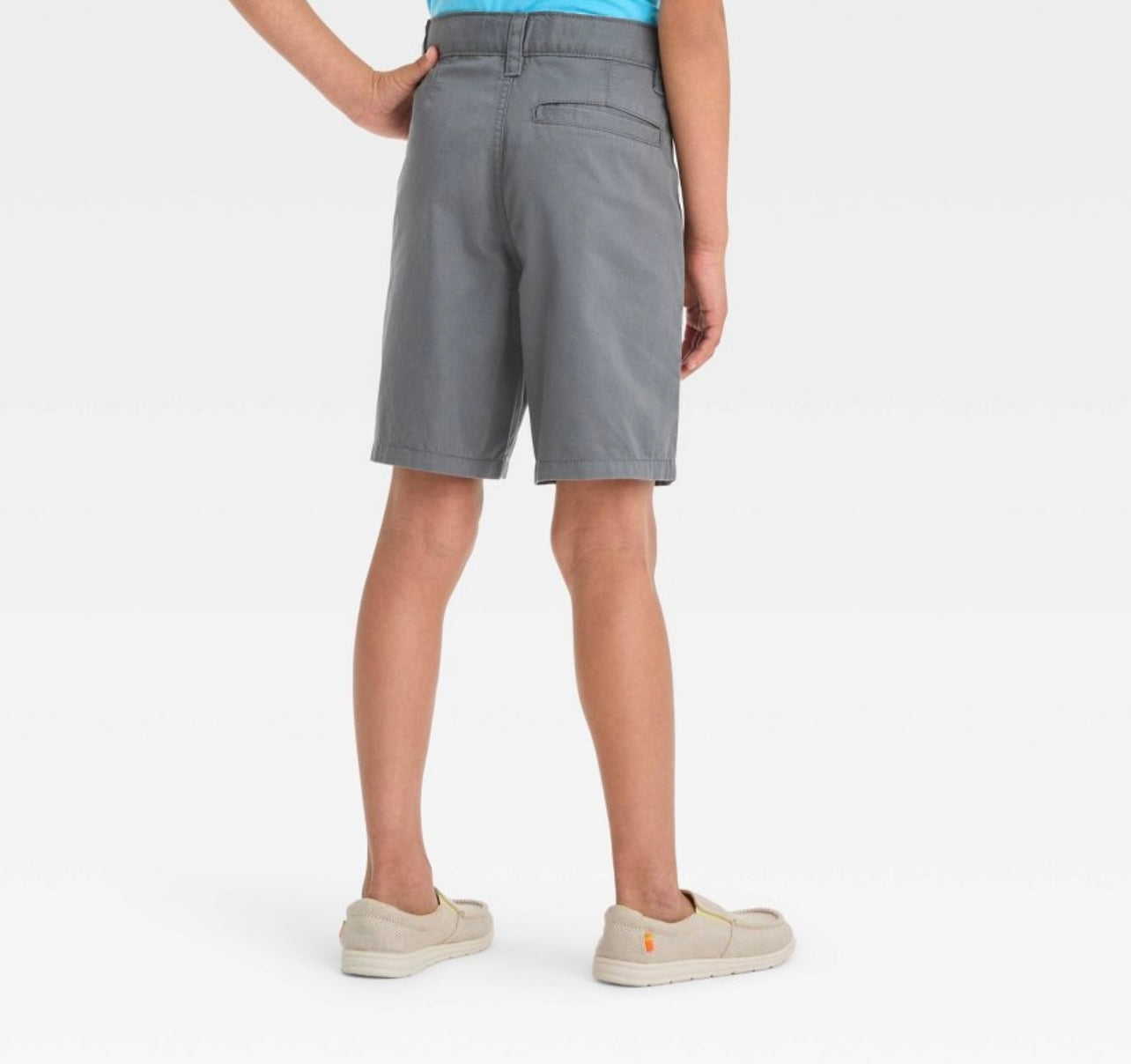 Boys' Flat Front 'At the Knee' Chino Shorts - Cat & Jack™: Cotton, , Adjustable Waistband, Side & Back Pockets