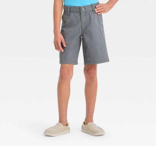 Boys' Flat Front 'At the Knee' Chino Shorts - Cat & Jack™: Cotton, , Adjustable Waistband, Side & Back Pockets