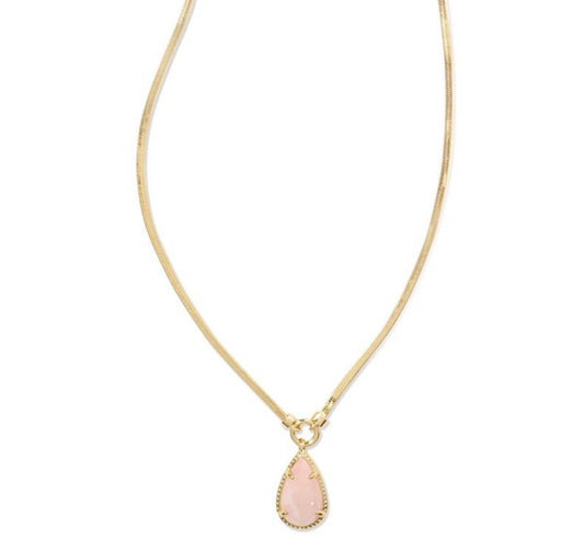 Kendra Scott Sami Quartz Herringbone 14K
Gold Over Brass Statement Necklace - Rose
Quartz