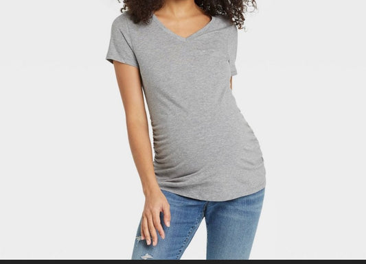 Short Sleeve V-Neck Side Shirred Maternity T-Shirt - Isabel Maternity by Ingrid & Isabel™