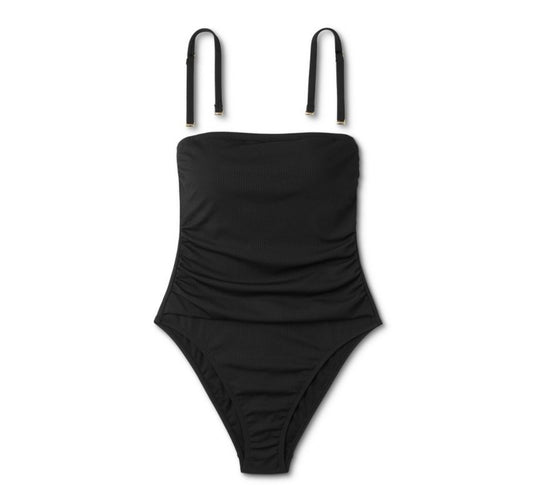 Women'sShirred Ribbed Bandeau Cheeky
One Piece Swimsuit - Shade & Shore™ Adjustable Straps, Removable Cups