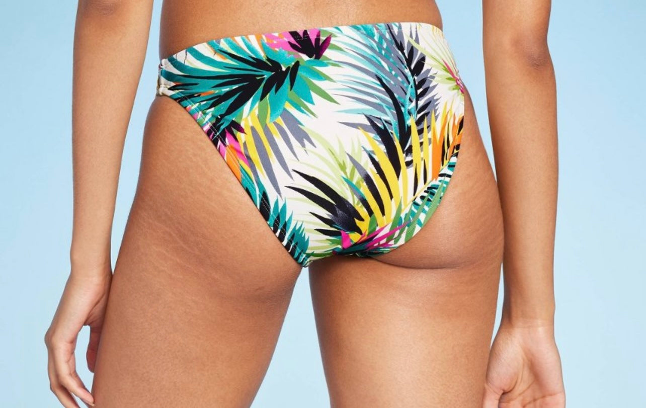 Women'sLow-Rise Cheeky Bikini Bottom - Shade & Shore™ Hipster Style, Floral Pattern, Stretch Fabric